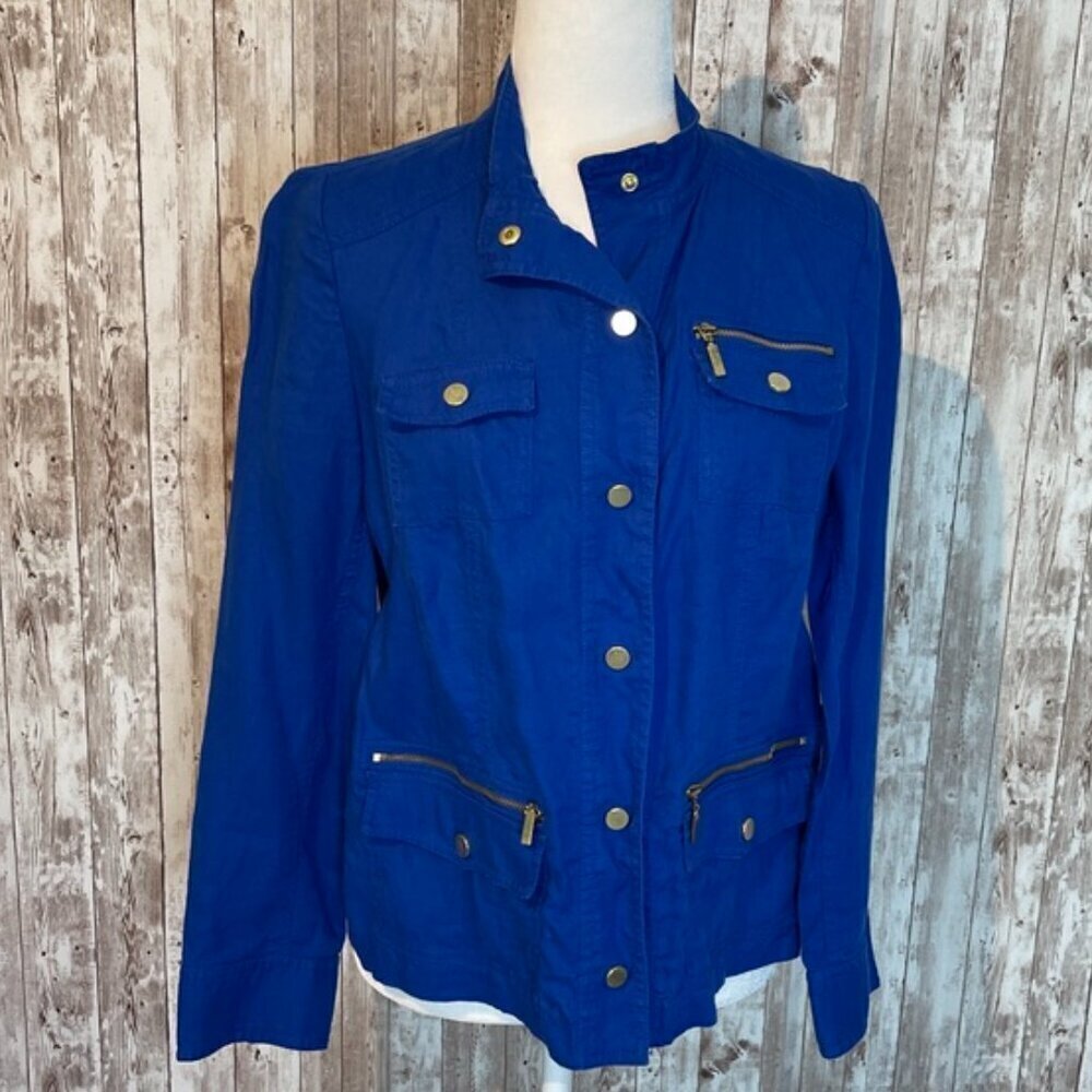 Chico's Blue Snap Front Jacket size Small (Chico's 0)
